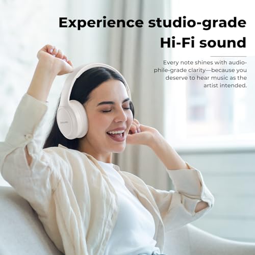 Headphones Wireless Over Ear , 70 Hours Playtime Bluetooth Headphones Built-in Microphone, Foldable Lightweight Headset with Bluetooth 5.4, HiFi Stereo Sound for PC Cellphone Travel Office (Off-white) - color: Off-white