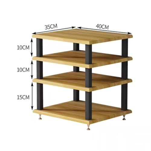 Audio Rack Small Desktop Media Console Stand Stereo Components Cabine Audio Video Tower Desk Shelf For Amplifier Speaker Record,Teak4Tier