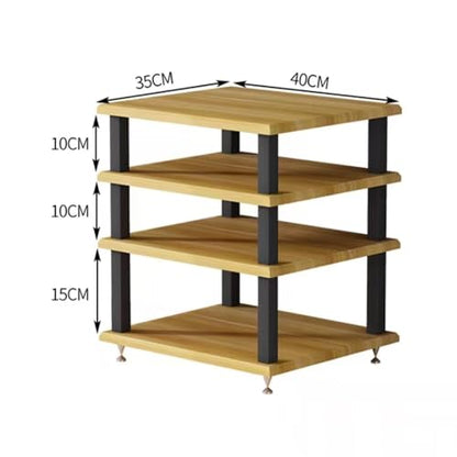 Audio Rack Small Desktop Media Console Stand Stereo Components Cabine Audio Video Tower Desk Shelf For Amplifier Speaker Record,Teak4Tier