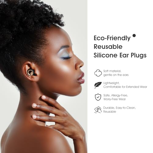 Ear Plugs for Sleeping, 45dB Silicone Ear Plugs for Noise Reduction, Reusable Sleeping Noise Cancelling Earplugs for Snoring, Concert & Shooting Ear Protection with 6 Eartips(Black)