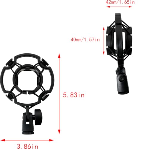 ZCZQC Microphone Shock Mount Universal Microphone Suspension Bracket Recording Live Performance Audio Accessories for 1.65-1.81in Diameter Studio Condenser Microphones Black