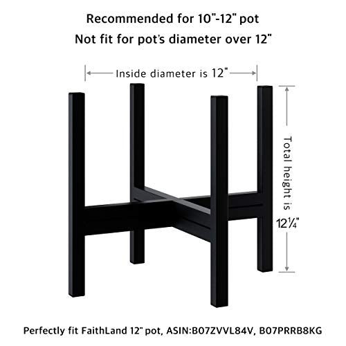 FaithLand Mid Century Plant Stand Indoor Outdoor (EXCLUDING 12" Plant Pot) , Hold Up to 12 Inch Planter, Metal Planter Stand, Potted Plant Holder, Black - Fits Snake Plant - Upgraded Design. - size: 12 inch