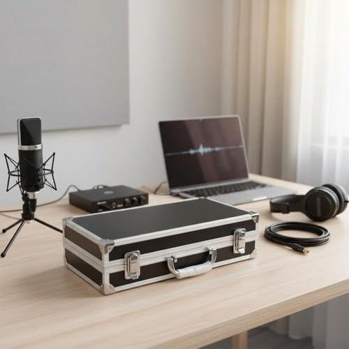 Microphone Case, Hard Shell Mic Carrying Bag, Microphone Equipment Storage Case, Perfect for Wireless Microphone Systems