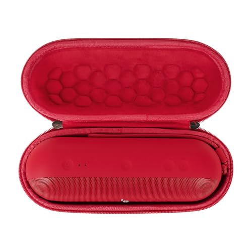 Geekria Shield Speaker Case Compatible with Beats Pill Cover, Replacement Hard Shell Portable Speaker Protective Carrying Bag with Keychain Hook (Red) - color: Red