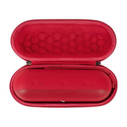 Geekria Shield Speaker Case Compatible with Beats Pill Cover, Replacement Hard Shell Portable Speaker Protective Carrying Bag with Keychain Hook (Red) - color: Red