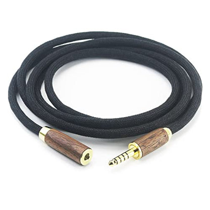 NewFantasia 4.4mm Male to 4.4mm Female Balanced Headphone Audio Adapter Cable Extension Cord 6N OCC Copper Single Crystal Silver Plated Wire Walnut Wood Shell 1.5meters/4.9ft