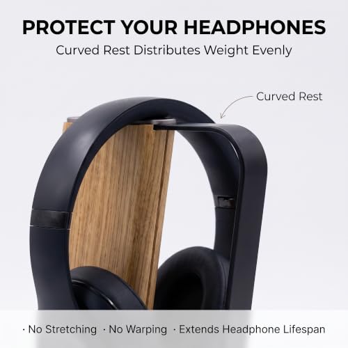Headphone Stand Desk Cute, No Assembly, Light Brown | Weighted Base Headset Holder for AirPods Max Sony Bose Beats Sennheiser, Stable Gaming & Studio Earphone Rack, - color: LIGHT