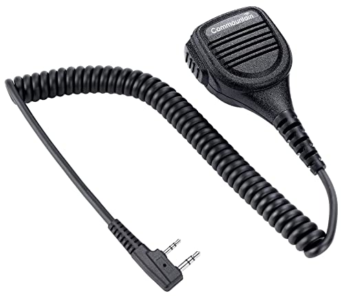 commountain 2-Pin Speaker Mic for Baofeng Walkie Talkies Radios | Fits UV-5R BF-F8HP UV-82HP and more, Shoulder Microphone with Clear Audio, Rugged Build, Reinforced Cable, Swivel Clip - color: Black