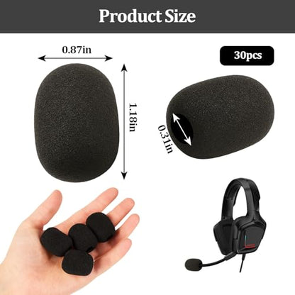 30 Pcs Lapel Microphone Windscreen,Headset Windscreen, Mic Foam Covers Lavalier Microphone Windscreen - size: 30 PCS