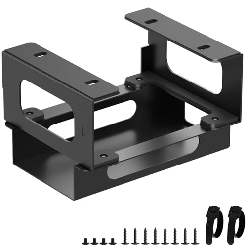 Adjustable Under Desk Mount Exclusive for CalDigit TS3 Plus / TS4 / TS5 Dock & Power Brick, Space-Saving Thunderbolt 3/Thunderbolt 4 Dock Holder with Cable Straps, Easy Install with All Screws