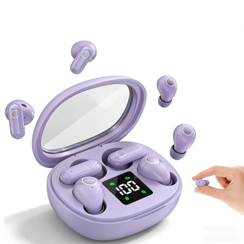 Mini Wireless Sleep Earbuds for Small Ears – Invisible, Low Profile Sleep & Work Earbuds, Tiny Discreet in-Ear Headphones, Discreet in-Ear Earphones for Small Ear Canals (Purple) - color: Purple