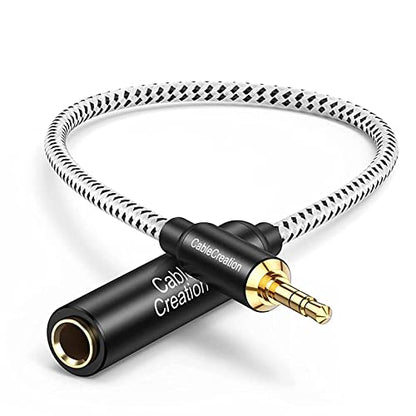 CableCreation 1/4 to 1/8 Headphone Aux Adapter 0.3m, TRS Audio Adapter | TRS 6.35mm to 3.5mm Audio Cable for Amplifier, Guitar, Headphone, Home Theater Devices, Laptop, PCs, Phone - size: 0.3 Meter