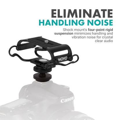 Movo AEK-Z4 Handy Portable Recorder Accessory Kit with Mic Grip, Shock Mount, and Deadcat Windscreen for Zoom H1n, H2n, H4n, H5, H6, DR-40X, DR-05X, DR-07X, DR-22WL, DR100MKIII