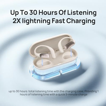 mibro OpenEar Pro Open Ear Earbuds with Mic, Lightweight Bluetooth, White | 7.2g Ultra Lightweight Design, All-Day Comfort, IPX4 Sweatproof, 30H Battery, Bluetooth Headphones for Running, Gym & Work - color: White