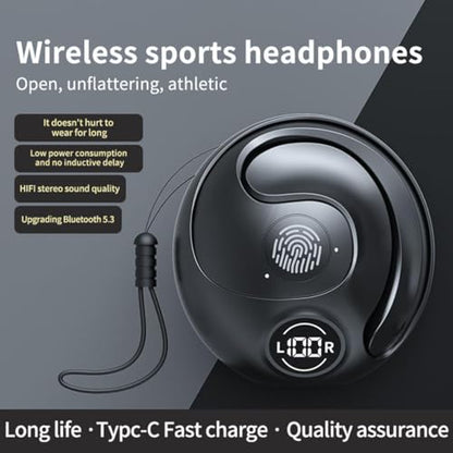 On-Ear Wireless Headset with Microphone Wireless Bluetooth Headphones with Digital Display Charging Case,Ultra-Comfort,Lightweight Design for Workout Driving Walking,Black - color: Black