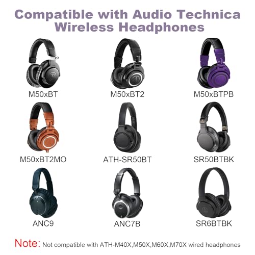 Replacement ATH-M50xBT Audio Cable Compatible with Audio Technica ATH-M50xBT2, ATH-SR50BT, ATH-ANC9, ATH-ANC7B, ATH-SR5BTBK, for Sony WH-1000XM5, MDR-950BT, 3.5mm Aux Cord with 6.35mm Adapter