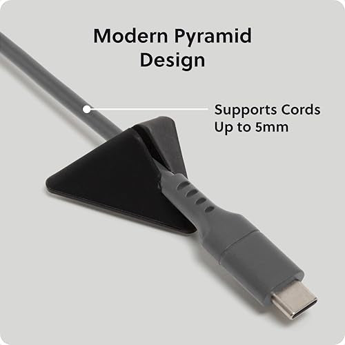 U Brands Pyramid Cord Organizers, Set of 12 Cable Clips, Black - style: Matte Black