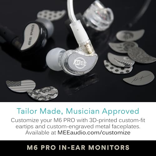 MEE audio M6 PRO Musicians' In-Ear Monitors Wired + Wireless Combo Pack: Includes IEMs, 2 Audio Cables and BT3 Hi-Res Bluetooth Audio Adapter w/aptX, LDAC, Auracast Support, & Built-In Headset (Clear) - color: Clear, style: IEMs + Bluetooth Adapter
