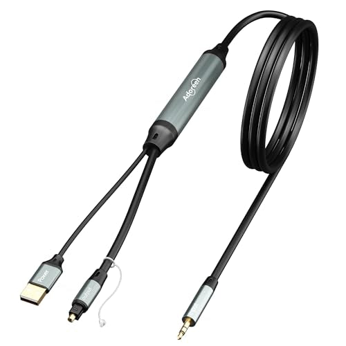 Adoreen Unidirectional 1/8" 3.5mm AUX Input to SPDIF/Toslink Output Optical Adapter Cable 10 Ft, Analog to Digital Audio Converter for Laptop PC Projector Gaming Consoles to Soundbar Amplifier - size: 10FT, style: 3.5mm to Optical