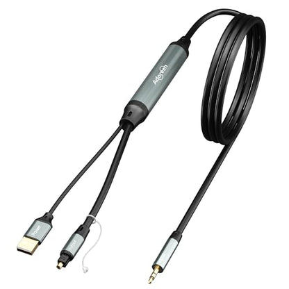 Adoreen Unidirectional 1/8" 3.5mm AUX Input to SPDIF/Toslink Output Optical Adapter Cable 10 Ft, Analog to Digital Audio Converter for Laptop PC Projector Gaming Consoles to Soundbar Amplifier - size: 10FT, style: 3.5mm to Optical