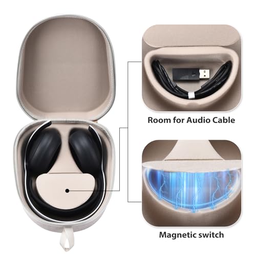 YaoshanTuda Hard Case for PS5 Pulse Elite Headset, Travel Bag | EVA hard shell + soft lining protects from drops & scratches. Built-in cable storage. Lightweight with carry handle. - color: Gray