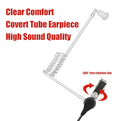 Covert Acoustic Tube Walkie Talkie Earpiece with MIC | Compatible with Baofeng uv82,Retevis RT22,Kenwood Pxton PX-888S Two Way Radio (10 Pack)
