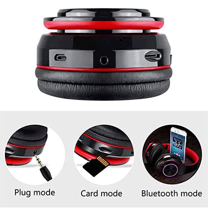 Wireless Bluetooth Headphones with Colorful LED Lights, Black | HiFi Stereo Sound,Light Weight,Foldable,Colorful Backlit,Rechageable,Over Ear Headset for PC/Travel/Class/Office/Kids/Adult - color: Black 2