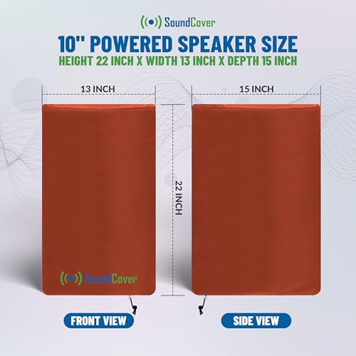 10-Inch PA/DJ Speaker Cover – Brown 420D Polyester with Silver UV50 Coating – Water-Resistant, Protective Bag for Stand-Mounted Powered Speakers – Lightweight, Open-Bottom Design (Single Cover) - size: 10 Inch Single Cover