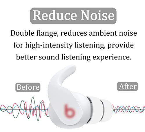 6 Pairs Double Flange Compatible with Beats Fit Pro Ear Tips Buds, S/M/L 3 Size Replacement Noise Reduce Silicone Wing Eartips Earbuds Earplug Fit in Case for Beat Fit Pro - White