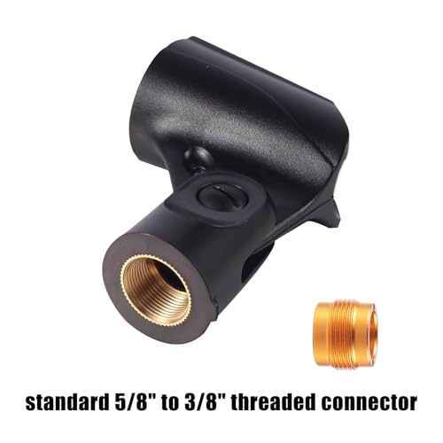 Adjustable Microphone Holder & Microphone Clip, Mic Clip for Microphone Stand, Fits Wired Handheld Microphones, Includes 5/8" Male to 3/8" Female Thread Adapter, 2 Pack