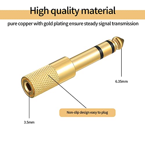4 Pcs 6.35mm (1/4 inch) Male to 3.5mm (1/8 inch) Female Stereo Headphone Adapters, 3.5mm/1/8'' Female to 6.35mm/1/4'' Male Stereo Audio Adapter Jack Plug for Headphone, Gold Plate