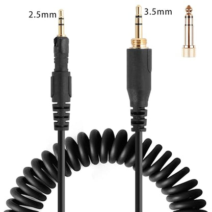 M50x Cable Coiled AUX Cord Compatible with Audio-Technica ATH-M40x ATH-M60x ATH-M70x Headphone with 6.35mm(1/4 inch) Adapter for Musician Audiophile 2.5mm to 3.5mm