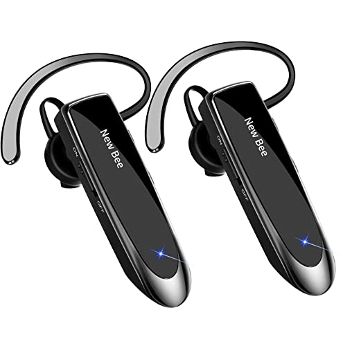 [2 Pack] Bluetooth Earpiece Wireless Handsfree Headset V5.0 24 Hrs Driving - color: Black