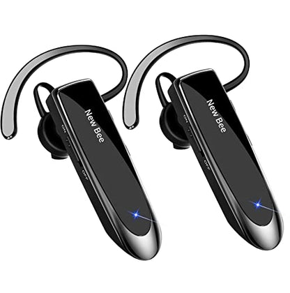 [2 Pack] Bluetooth Earpiece Wireless Handsfree Headset V5.0 24 Hrs Driving - color: Black