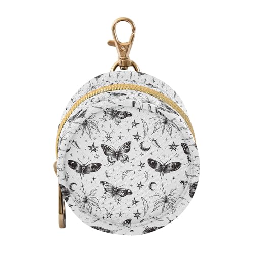 Pacifier Case Gothic Butterfly Moon Star Printed Waterproof Pacifier Holder Pouch with Metal Hook Clip Round Small Soother Storage Bag for Diaper Bag Stroller - color: Gothic Butterfly Moon Star