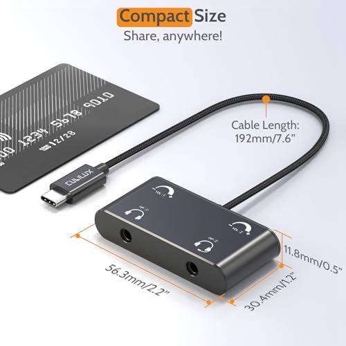Cubilux USB C Headphone Splitter with Volume Control, Type C to 3.5mm Dual Earphones Audio Splitter for iPhone 17/16/15, iPad Pro 13/12.9/11, iPad Air 13/11, Galaxy S25/S24/S23, Pixel 10/9/8 Pro - style: USB C