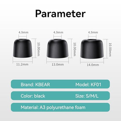 6 Pairs KBEAR KF01 Memory Foam Eartips, KINBOOFI KZ ZS10 PRO Replacement IEM Eartips Earbuds for KZ ZST ZS10 PRO X AS10 AS24 ZSN PRO X ZS10 PRO2 TANGZU WAN'ER CCZ DC02 DC01-PRO Wired Headphone