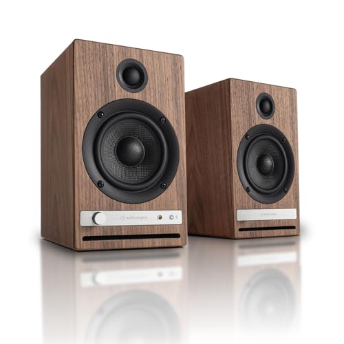 Audioengine HD4 Powered Bookshelf Speakers – Bluetooth 5.3 aptX Adaptive, | 24-Bit DAC, Desktop Speakers for Music, Gaming and Home Audio - Walnut - color: Walnut, style: Active