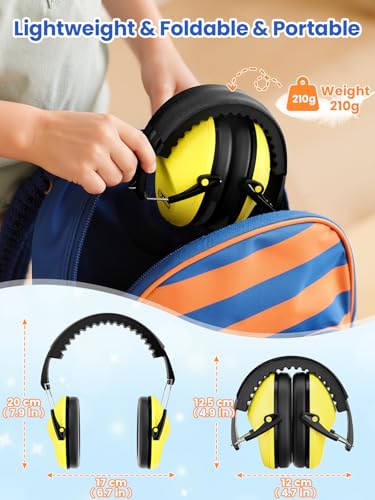 Dr.meter Noise Cancelling Headphones for Kids, Toddler Ear Protection Muffs | Kids Ear Protection Earmuffs For Concerts, Fireworks And Monster Truck Shows; Helps Reduce Noise In Loud Settings - color: Yellow