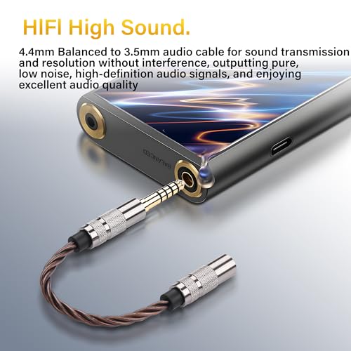 SinLoon 4.4mm to 3.5mm Audio Adapter Cable, Balanced Male to Stereo Female, HiFi Gold Plated OFC Braided Cord, 15cm Short Converter for Walkman DAP Headphone Amp (Bronze)