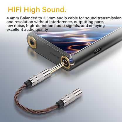 SinLoon 4.4mm to 3.5mm Audio Adapter Cable, Balanced Male to Stereo Female, HiFi Gold Plated OFC Braided Cord, 15cm Short Converter for Walkman DAP Headphone Amp (Bronze)