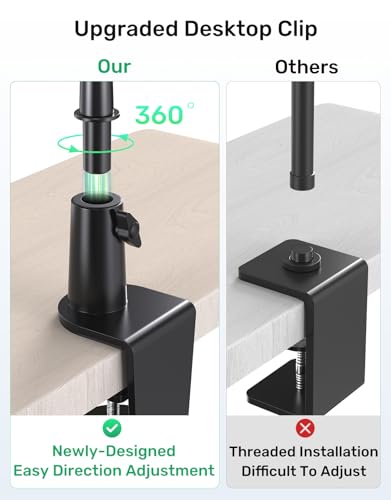 19" Flexible Gooseneck Mic Stand with Desk Clamp【Heavy Duty】, Dual Holder | Upgraded Desk Clamp, 2 Mic Holders, 1/4" and 3/8" Adapters, Ideal for Gaming, Live Streaming, Podcast, Conference, and Podium - size: Upgraded Heavy-Duty Clamp
