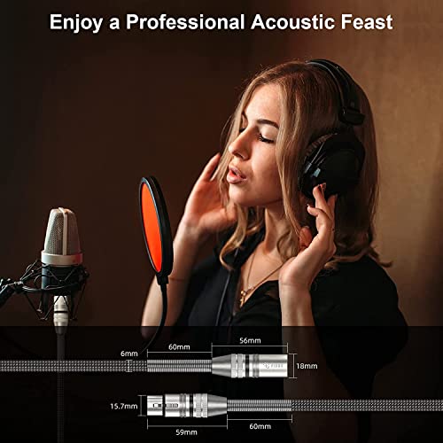 FIBBR XLR Cable 50ft/15M, Microphone Cable Nylon Braided XLR Male to Female Heavy Duty Balanced Microphone Cord Compatible with Preamps/Speaker Systems and More - size: 15m/50ft