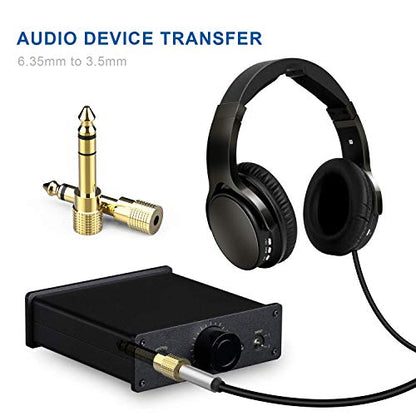 3 Packs Stereo Audio Adapter Converter, 6.35mm (1/4 inch) Male to 3.5mm (1/8 inch) Female Headphone Gold Plated Pure Copper Jack Plug for Guitar Headphones Amp