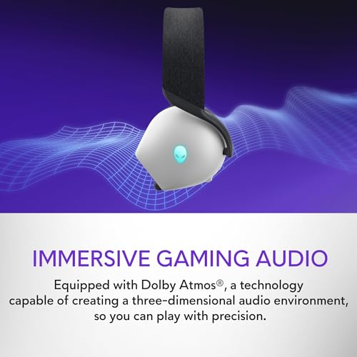 Alienware Wireless Gaming Headset AW725H | Bluetooth / 2.4GHz, Hi-Res Audio, Dolby Atmos, RGB Lighting, Lunar Light - color: Lunar Light