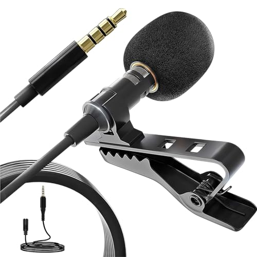 Lavalier Microphone, Wired Mini Microphone Professional Omnidirectional Condenser Mic with 79 Inch Long Cable, Suitable for Content Creators, Phone Recording, Podcasts, YouTube Videos.