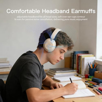 Wireless Over-Ear Headphones, Noise Cancelling Bluetooth Headphones with Microphone, Bluetooth 5.3, Foldable Lightweight Headset for Airplane Travel Home Office, White - color: White
