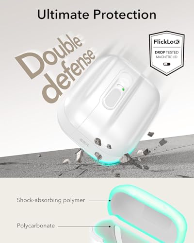 ESR for AirPods Pro 3 Case (2025), Compatible with MagSafe, White | Compatible with AirPods Pro 3 (USB-C Cable), Magnetic Lid, Full Drop Protection Cover with Lanyard - color: White, size: AirPods Pro 3 Case