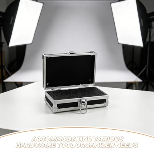 Lockable Equipment Storage Case: 7'' Aluminum Hard Shell Briefcase with Pre-Diced Protective Foam - Carrying Case for Wireless Mic Setups Camera Gear - color: Black