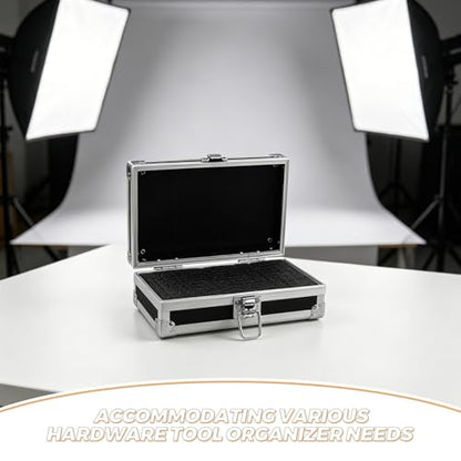 Lockable Equipment Storage Case: 7'' Aluminum Hard Shell Briefcase with Pre-Diced Protective Foam - Carrying Case for Wireless Mic Setups Camera Gear - color: Black